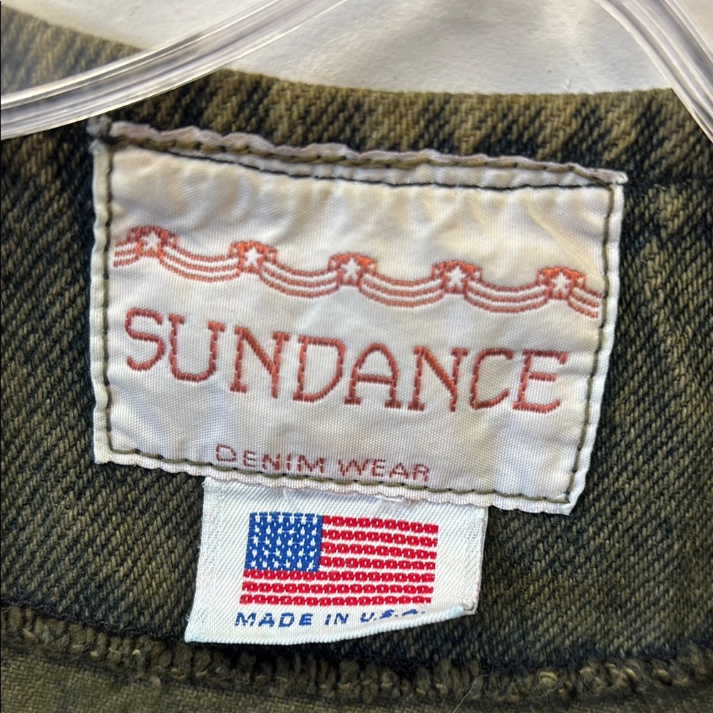 Sundance denim wear made in USA Green Denim Zip-Up longer Vest